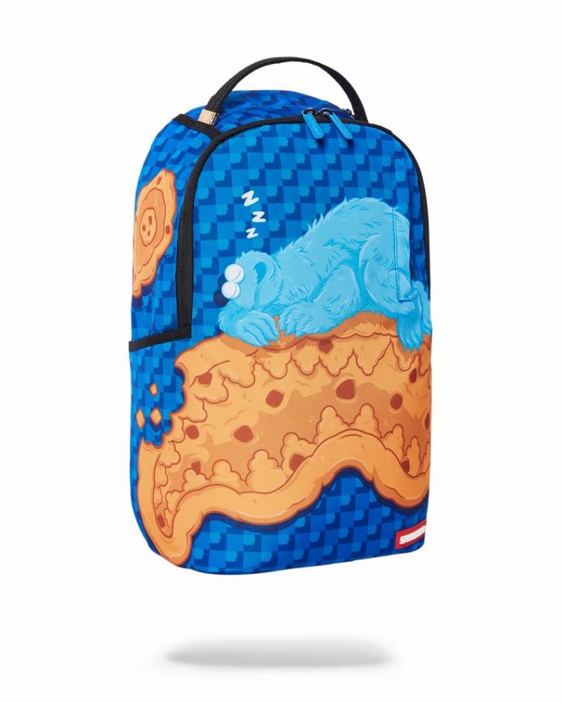 Blue Men's Sprayground Cookie Monster Sleeping Backpacks | BHFX87461