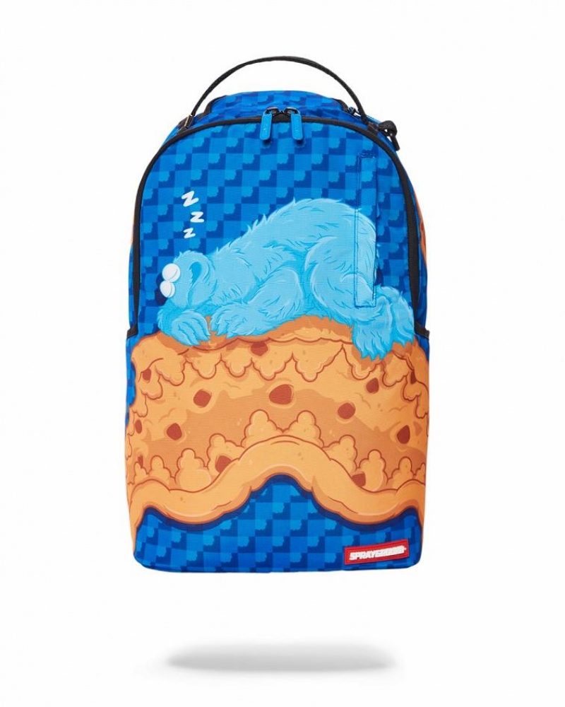 Blue Men\'s Sprayground Cookie Monster Sleeping Backpacks | BHFX87461