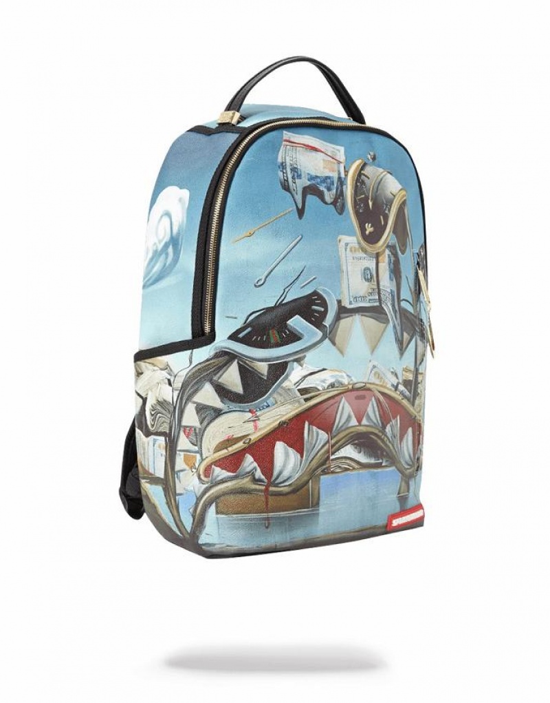 Blue Men's Sprayground Dali Shark Backpacks | CDWO69420