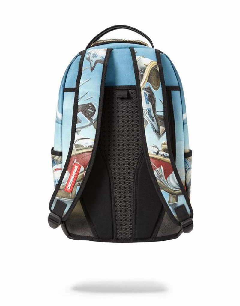 Blue Men's Sprayground Dali Shark Backpacks | CDWO69420