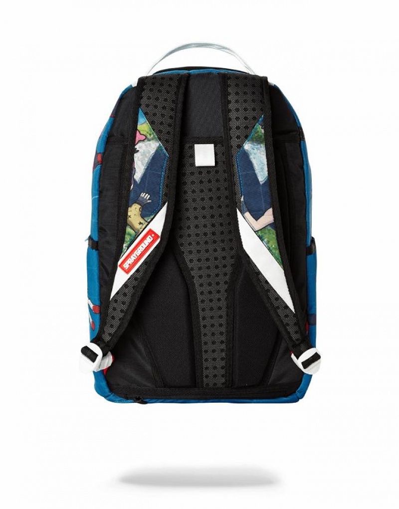 Blue Men's Sprayground Fortnite Island Backpacks | JRCN89475