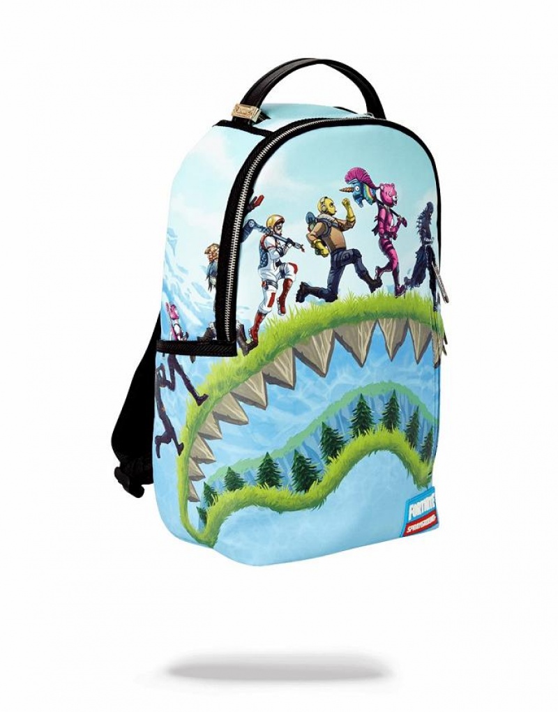 Blue Men's Sprayground Fortnite Shark Royale Backpacks | BEZG01596