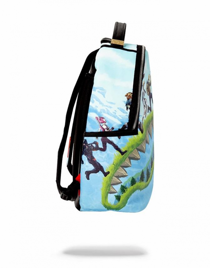 Blue Men's Sprayground Fortnite Shark Royale Backpacks | BEZG01596