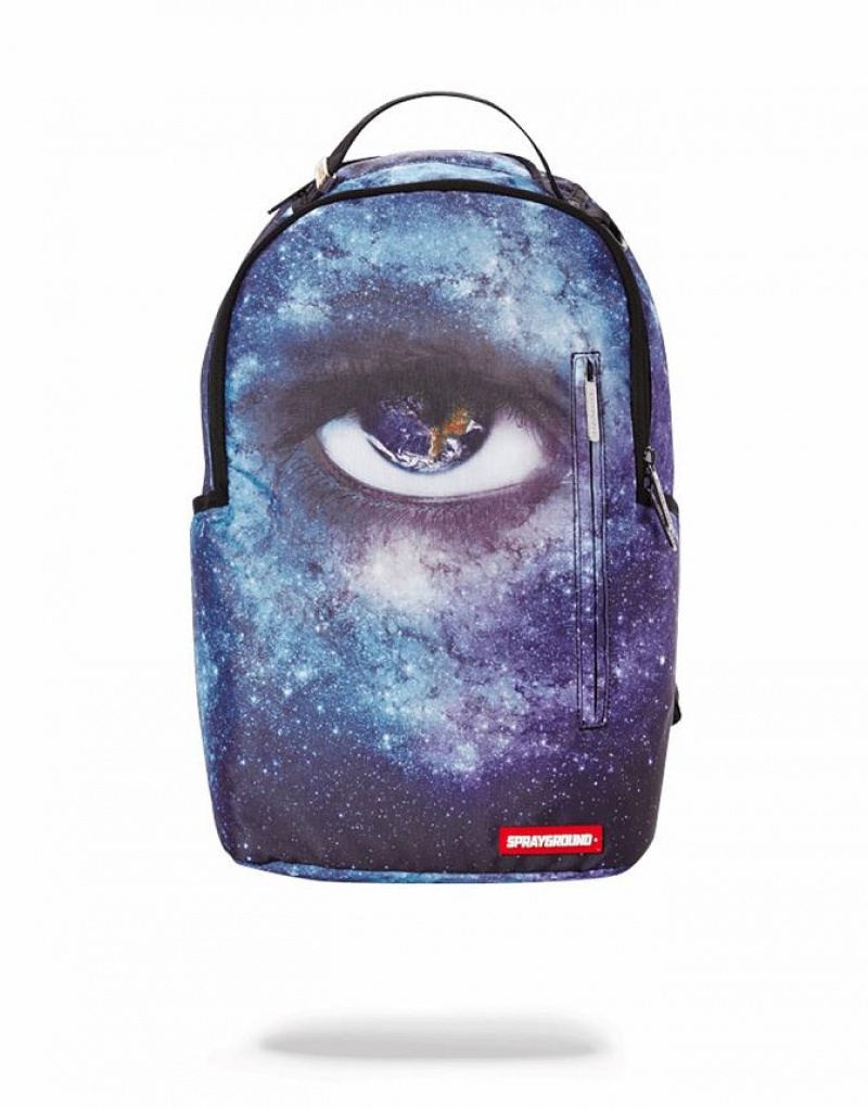 Blue Men\'s Sprayground Galaxeye Backpacks | EJGR52987