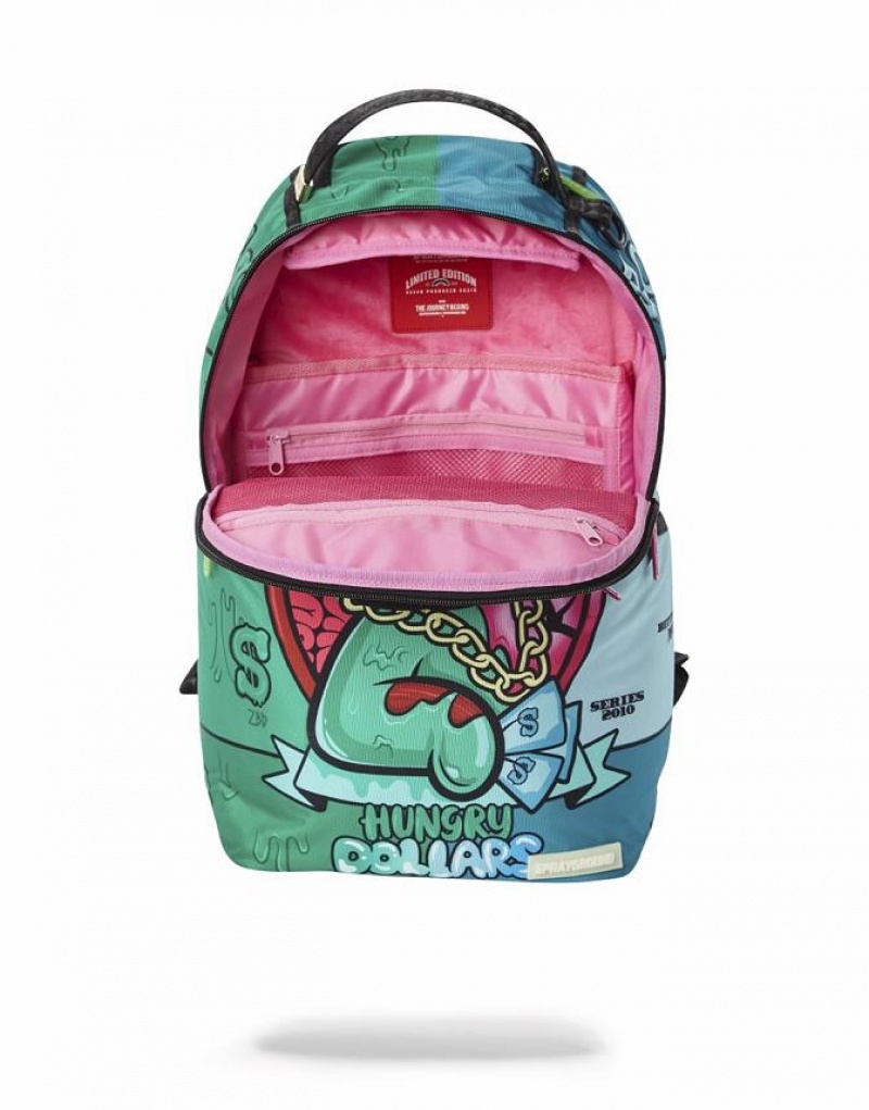 Blue Men's Sprayground Hungry Dollars Backpacks | NYFU12703