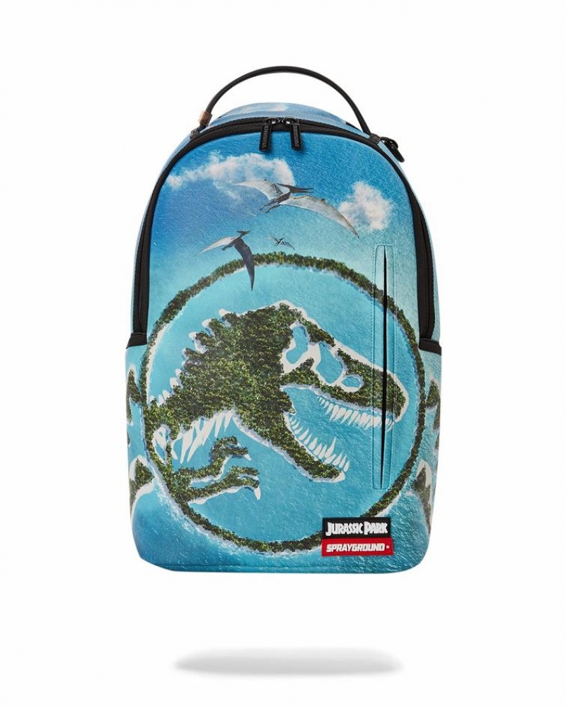 Blue Men\'s Sprayground Jurassic Backpacks | XTWY84612