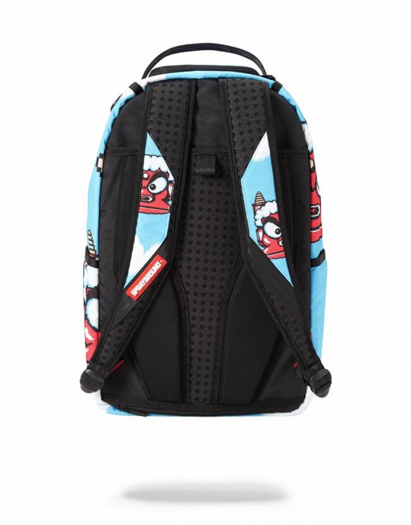 Blue Men's Sprayground Mega Man Destroyer Shark Backpacks | QYJM91584