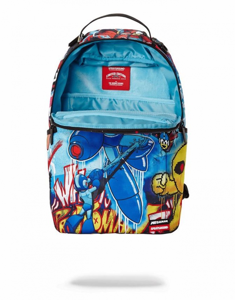 Blue Men's Sprayground Megaman Vandal Backpacks | MBUL06243