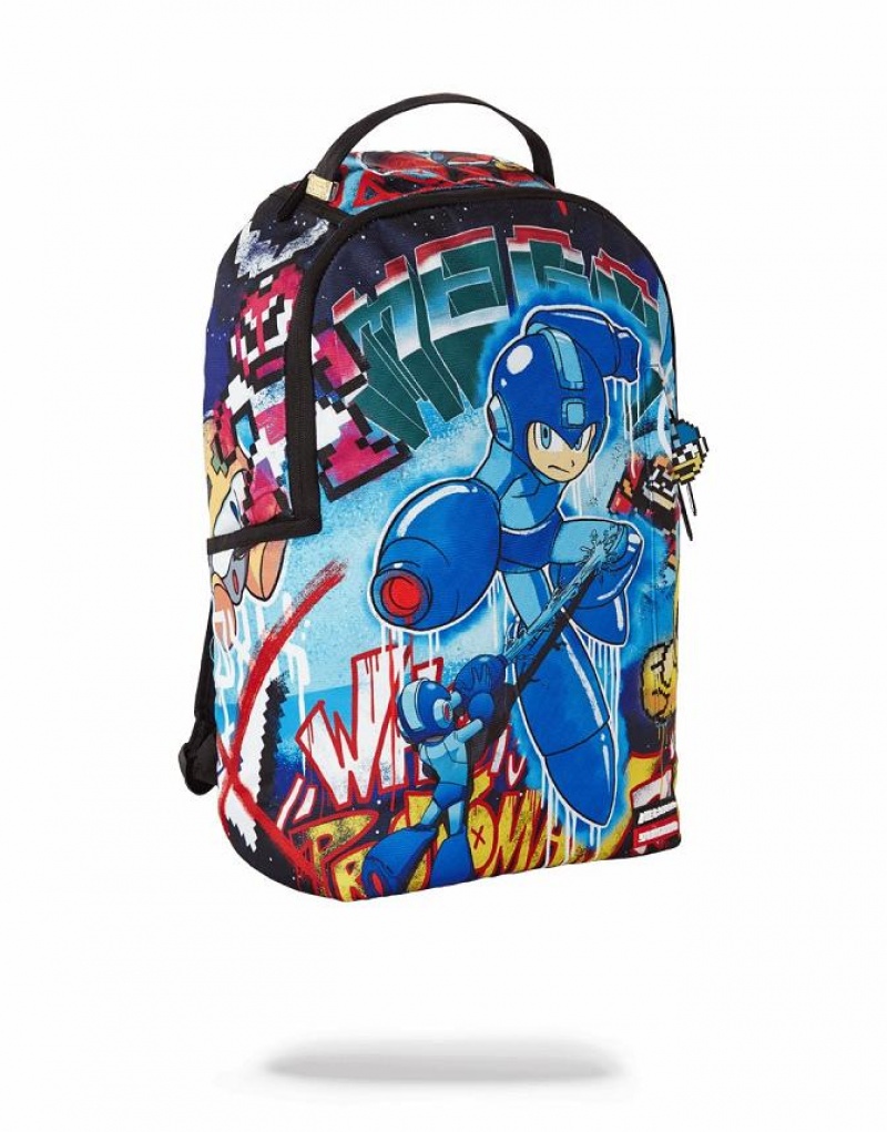 Blue Men's Sprayground Megaman Vandal Backpacks | MBUL06243