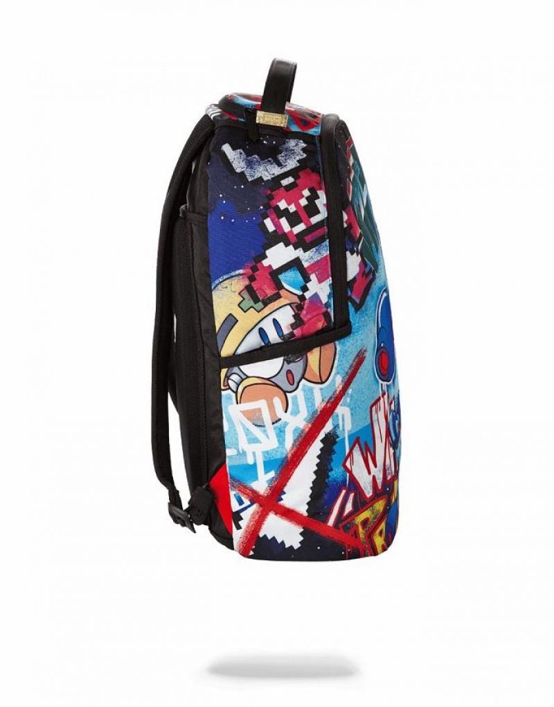 Blue Men's Sprayground Megaman Vandal Backpacks | MBUL06243