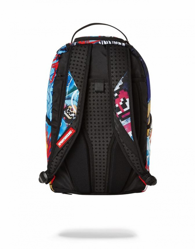 Blue Men's Sprayground Megaman Vandal Backpacks | MBUL06243