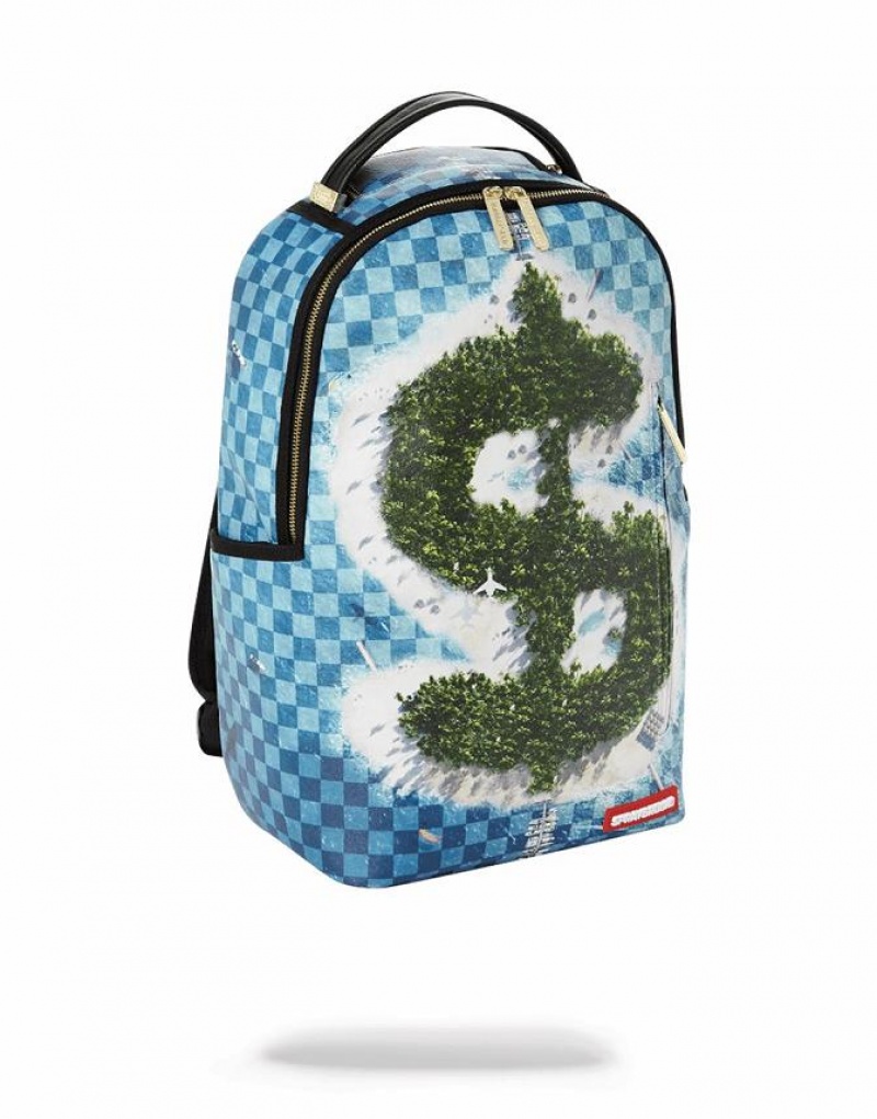 Blue Men's Sprayground Money Backpacks | PTXE40726