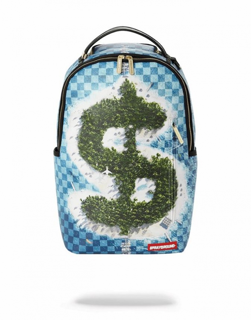 Blue Men\'s Sprayground Money Backpacks | PTXE40726