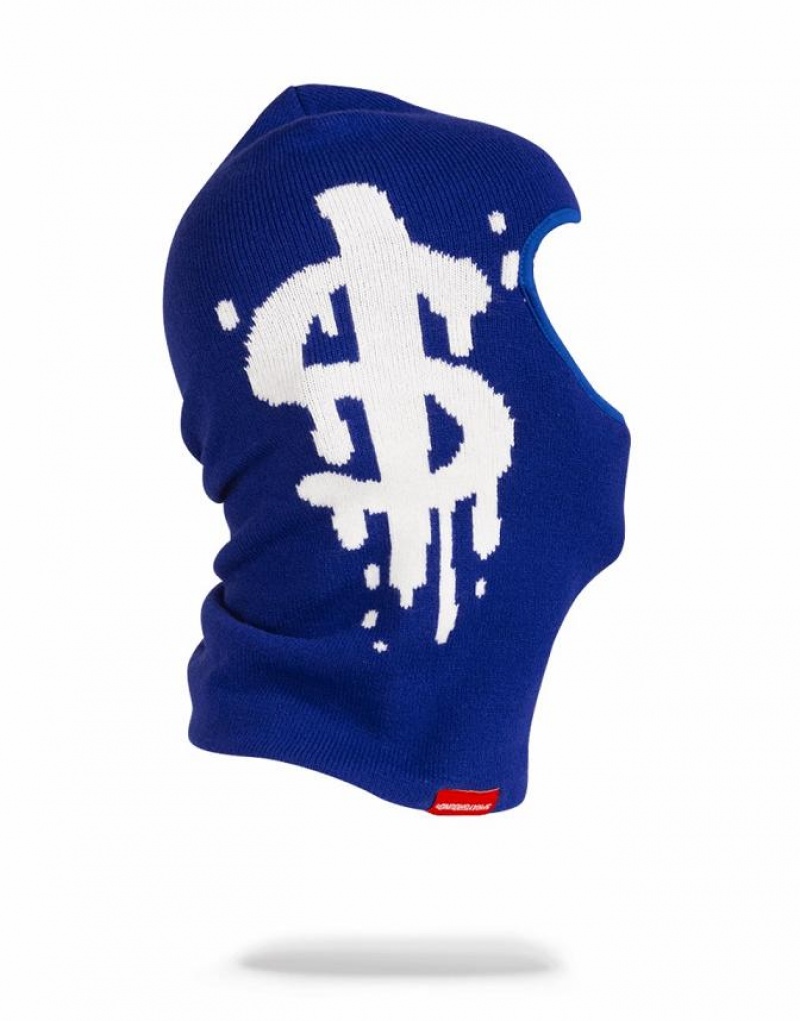 Blue Men's Sprayground Money Drip Ski Mask | OEQG57260