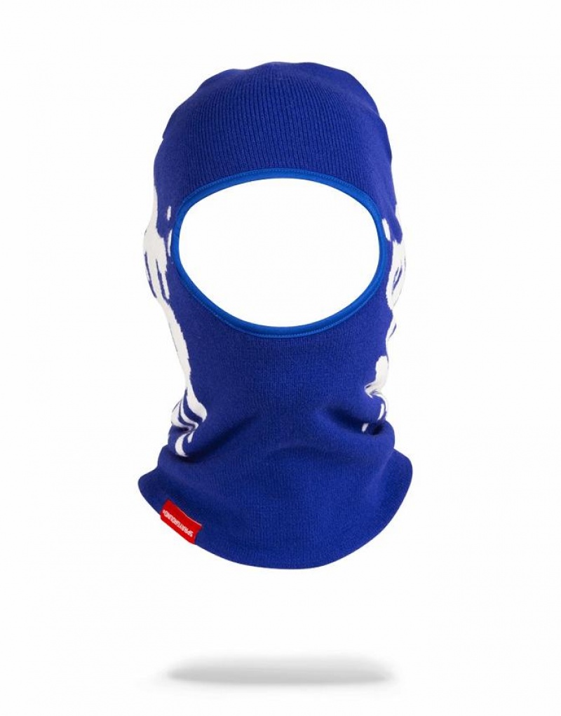 Blue Men's Sprayground Money Drip Ski Mask | OEQG57260