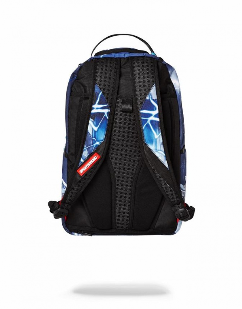 Blue Men's Sprayground Mortal Kombat Raiden Sharkmouth Backpacks | YKGU43570