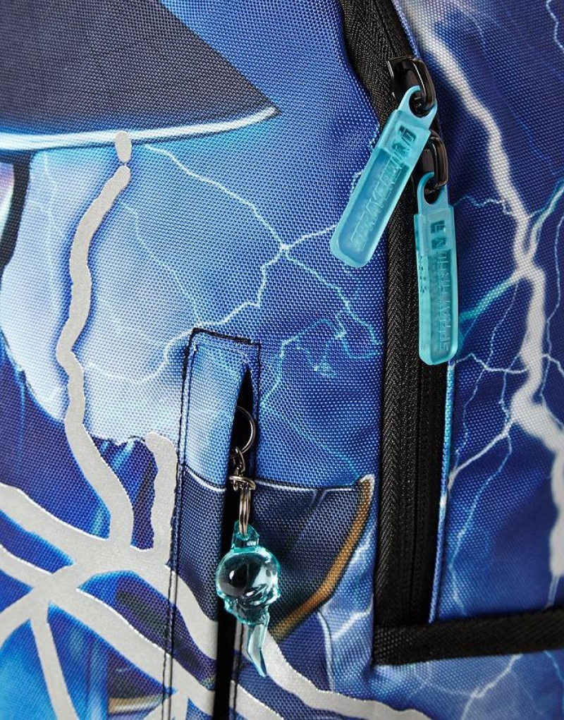 Blue Men's Sprayground Mortal Kombat Raiden Sharkmouth Backpacks | YKGU43570