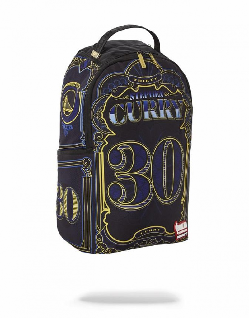 Blue Men's Sprayground Nba Curry Money Backpacks | CZWB83609