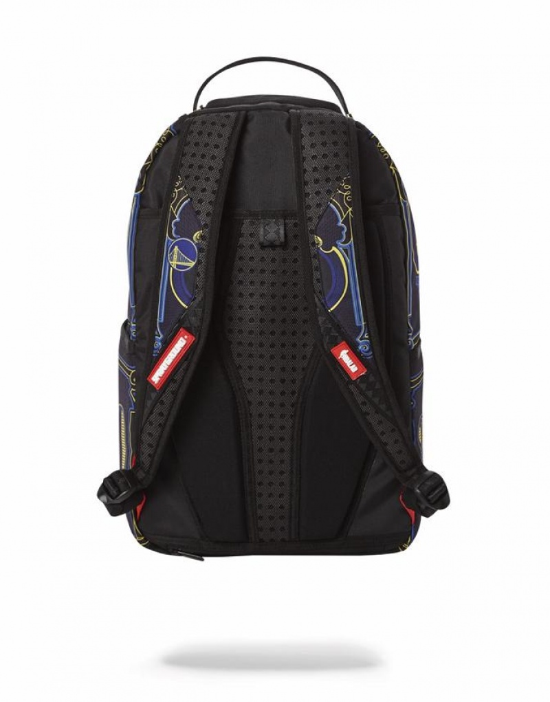 Blue Men's Sprayground Nba Curry Money Backpacks | CZWB83609