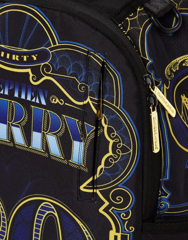 Blue Men's Sprayground Nba Curry Money Backpacks | CZWB83609