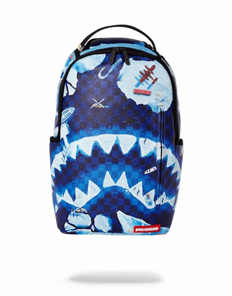 Blue Men's Sprayground North Shark Backpacks | CFXO75340