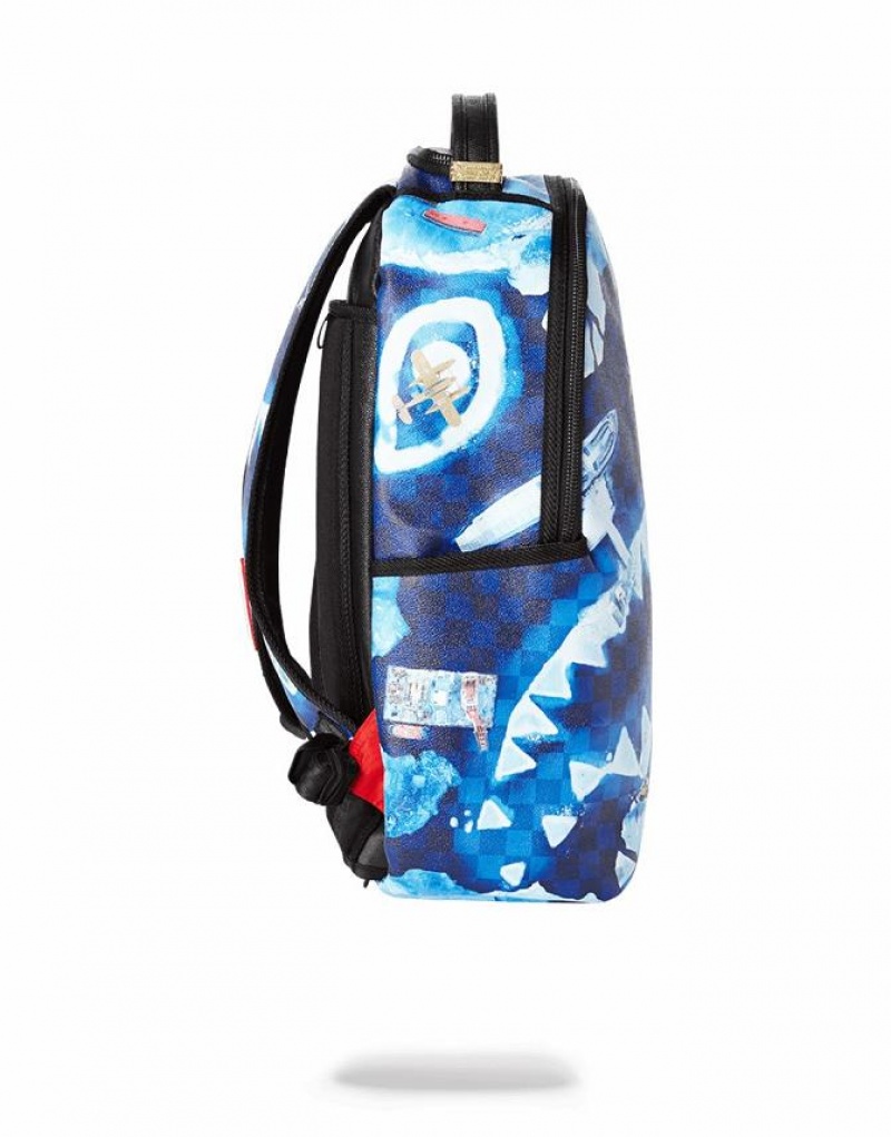 Blue Men's Sprayground North Shark Backpacks | CFXO75340