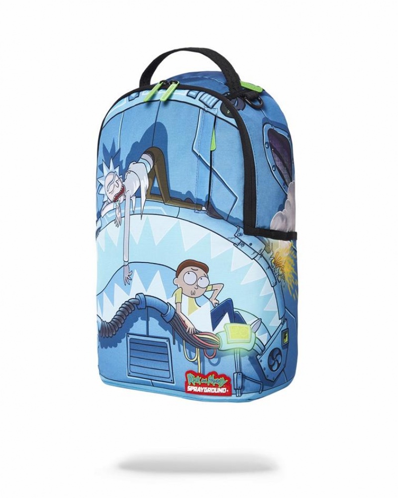 Blue Men's Sprayground Rick & Morty Backpacks | AMZQ68749