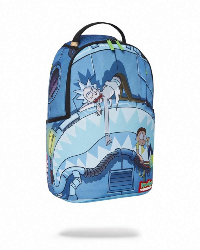 Blue Men's Sprayground Rick & Morty Backpacks | AMZQ68749