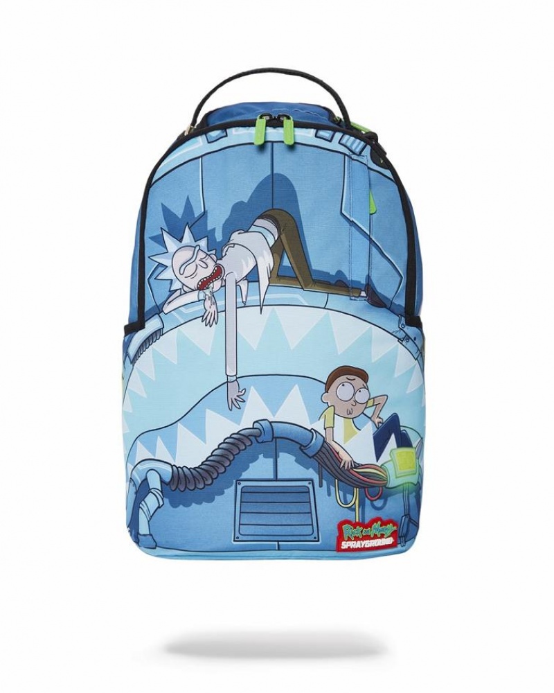 Blue Men\'s Sprayground Rick & Morty Backpacks | AMZQ68749