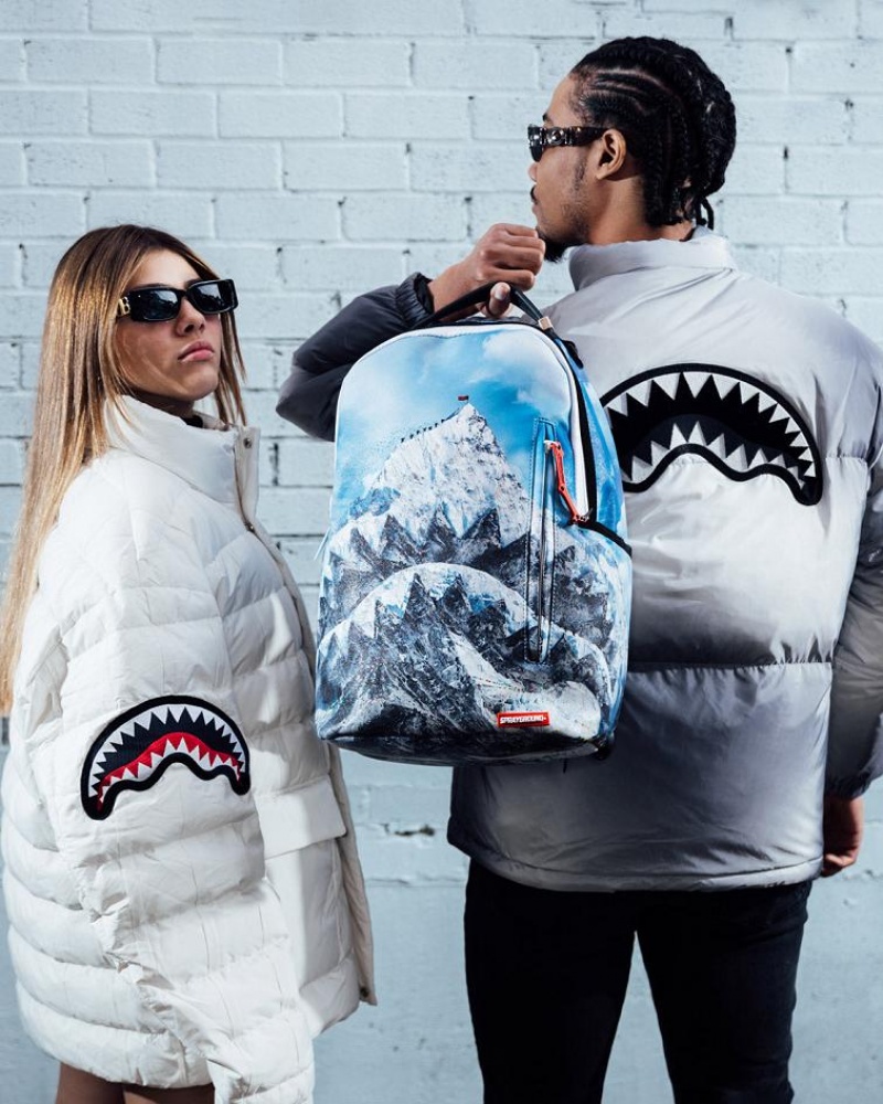 Blue Men's Sprayground Shark Evere$t Backpacks | TUAM29807