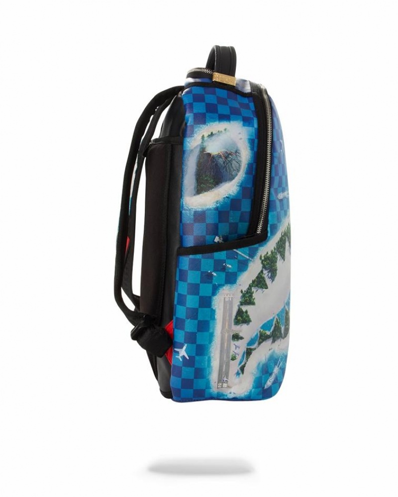 Blue Men's Sprayground Shark Island Backpacks | WCPM71453