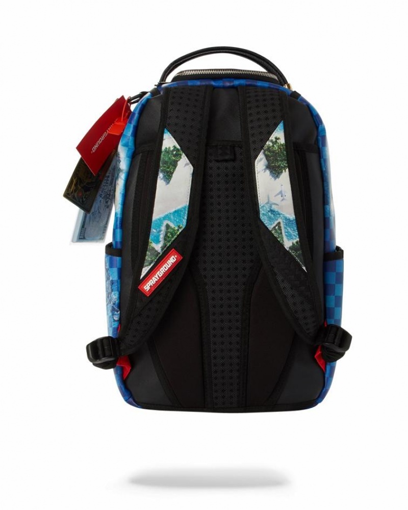 Blue Men's Sprayground Shark Island Backpacks | WCPM71453