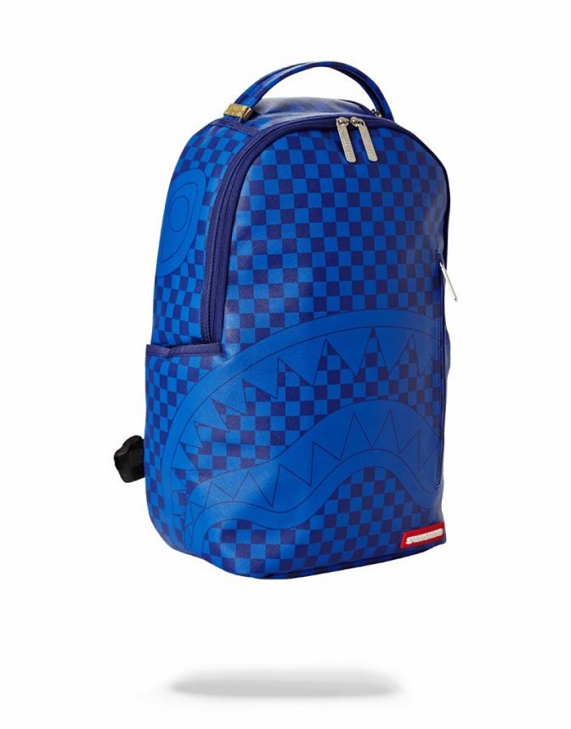 Blue Men's Sprayground Shark Universe Backpacks | TOSV43182