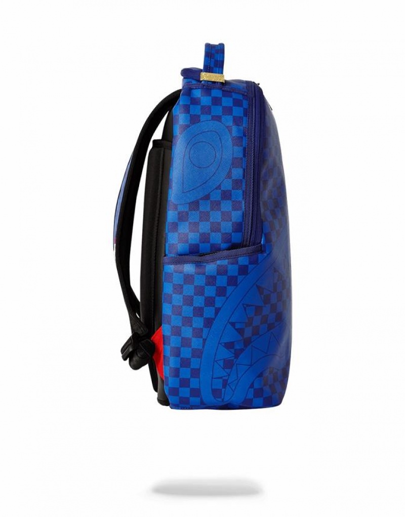 Blue Men's Sprayground Shark Universe Backpacks | TOSV43182