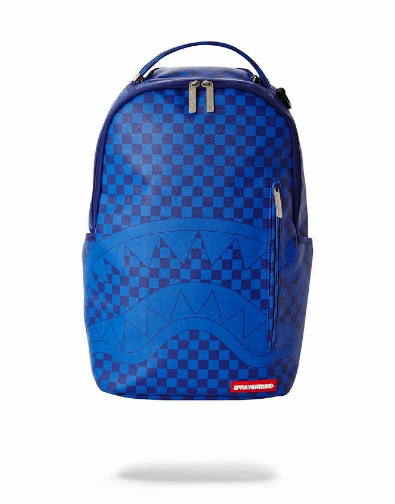 Blue Men\'s Sprayground Shark Universe Backpacks | TOSV43182