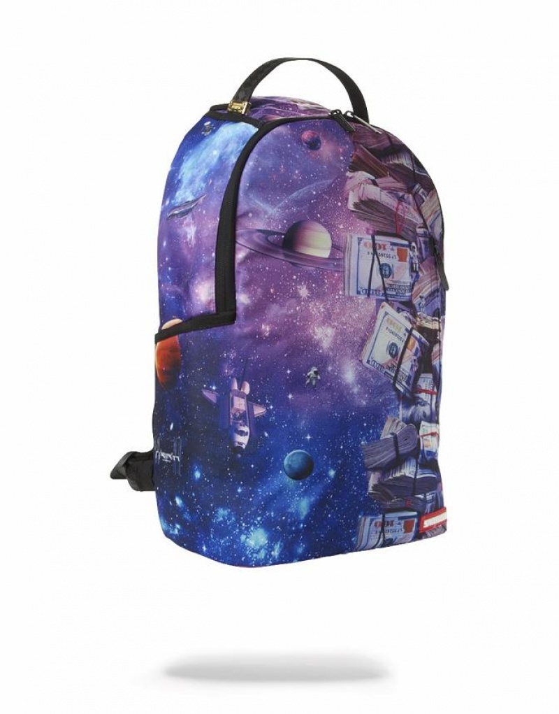 Blue Men's Sprayground Spaced Out Backpacks | XOCZ39068