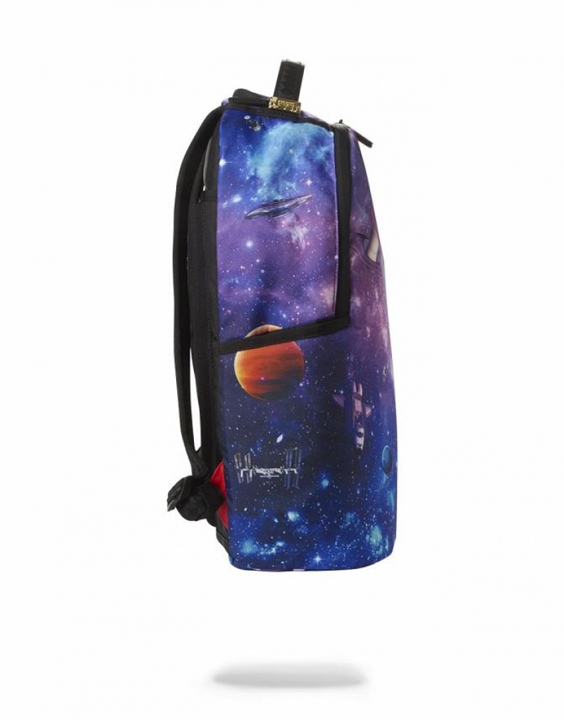 Blue Men's Sprayground Spaced Out Backpacks | XOCZ39068