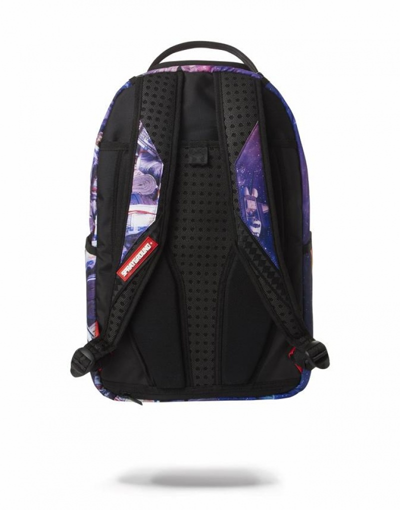 Blue Men's Sprayground Spaced Out Backpacks | XOCZ39068