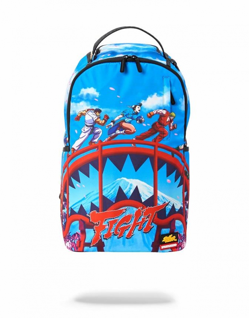 Blue Men\'s Sprayground Street Fighter Backpacks | PRTC21438