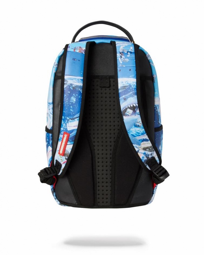 Blue Men's Sprayground The Shark Party Backpacks | SLPA74318