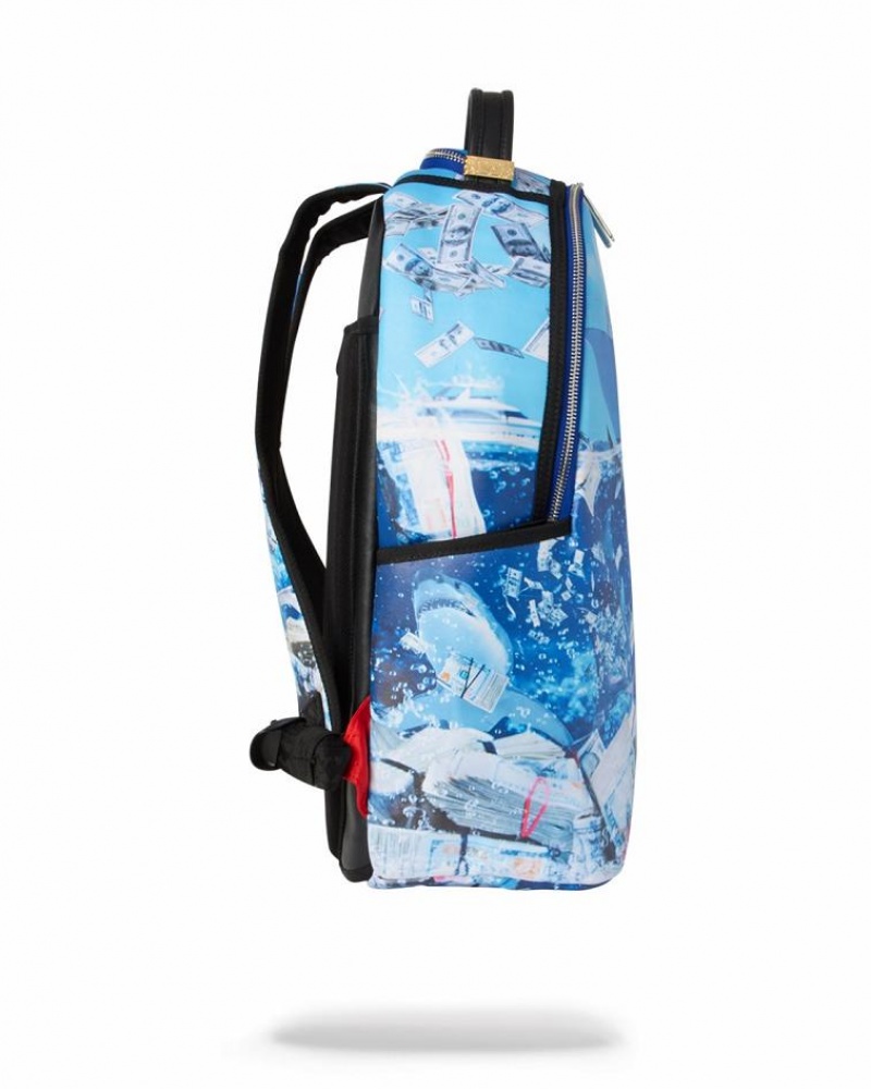 Blue Men's Sprayground The Shark Party Backpacks | SLPA74318