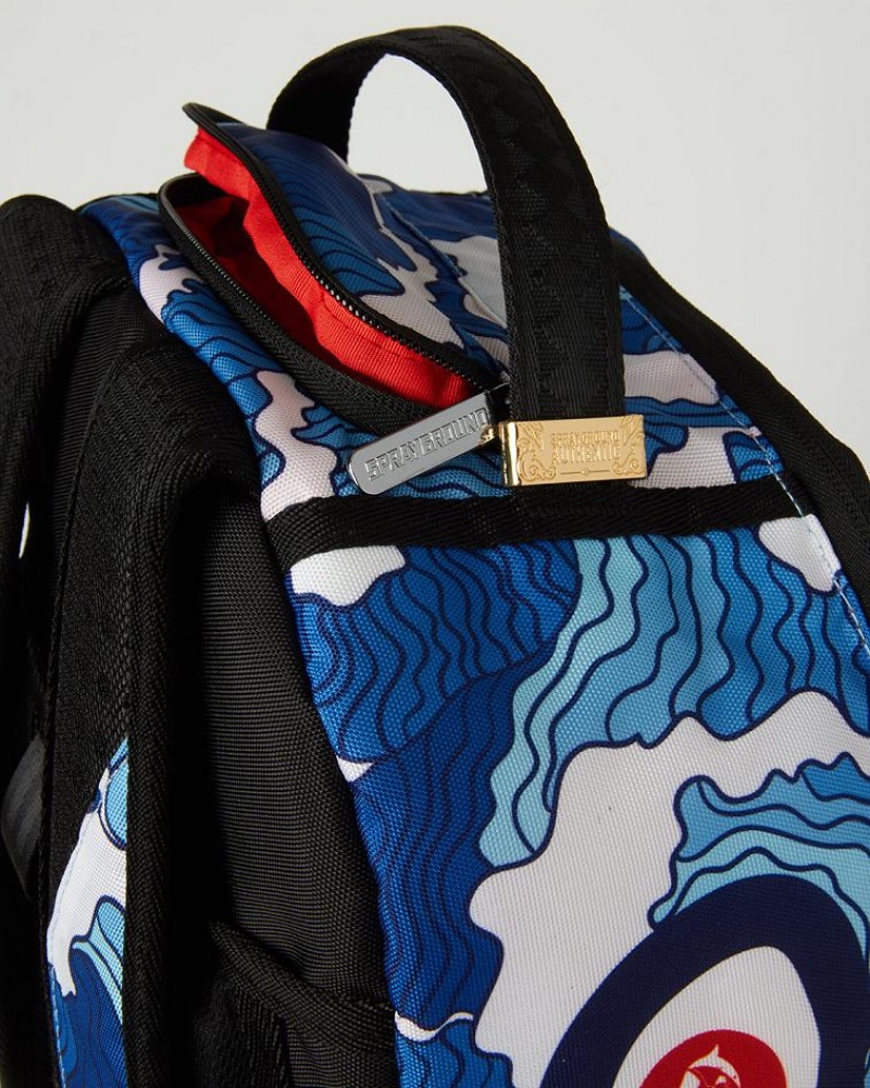 Blue Men's Sprayground The Shark Wave Backpacks | ACUD71809