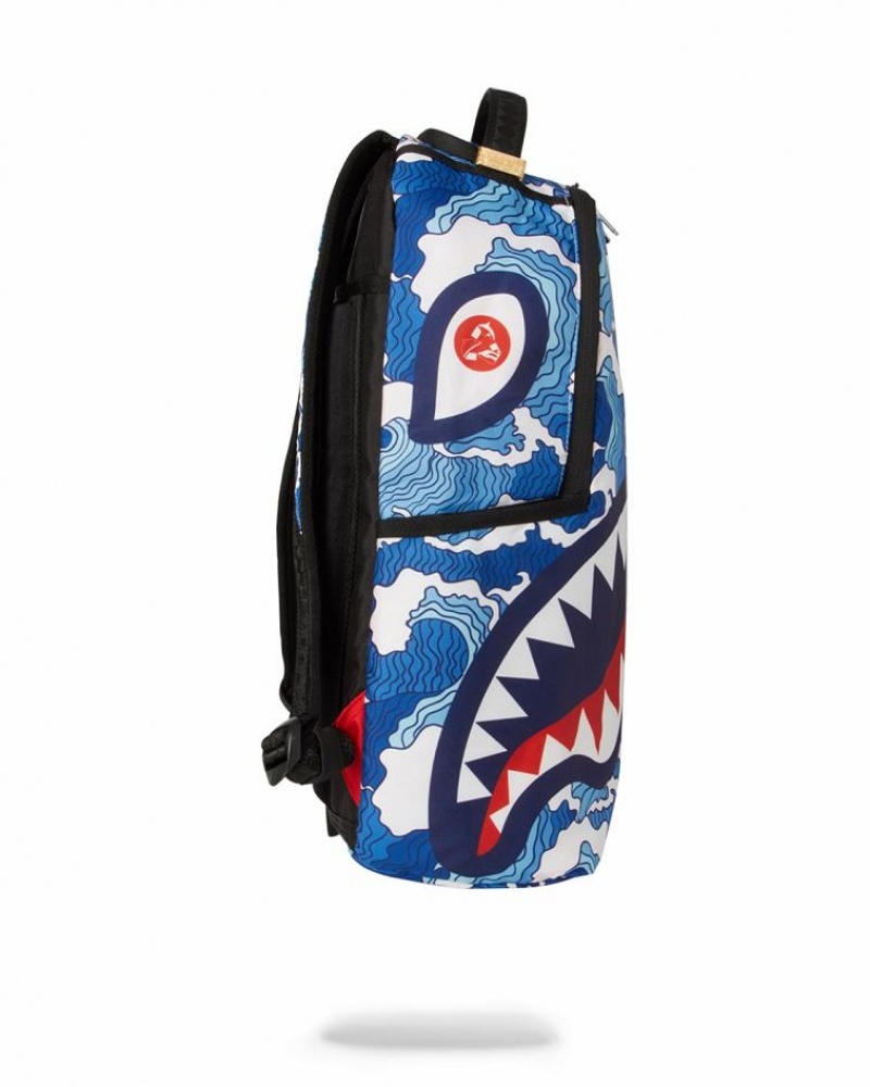 Blue Men's Sprayground The Shark Wave Backpacks | ACUD71809