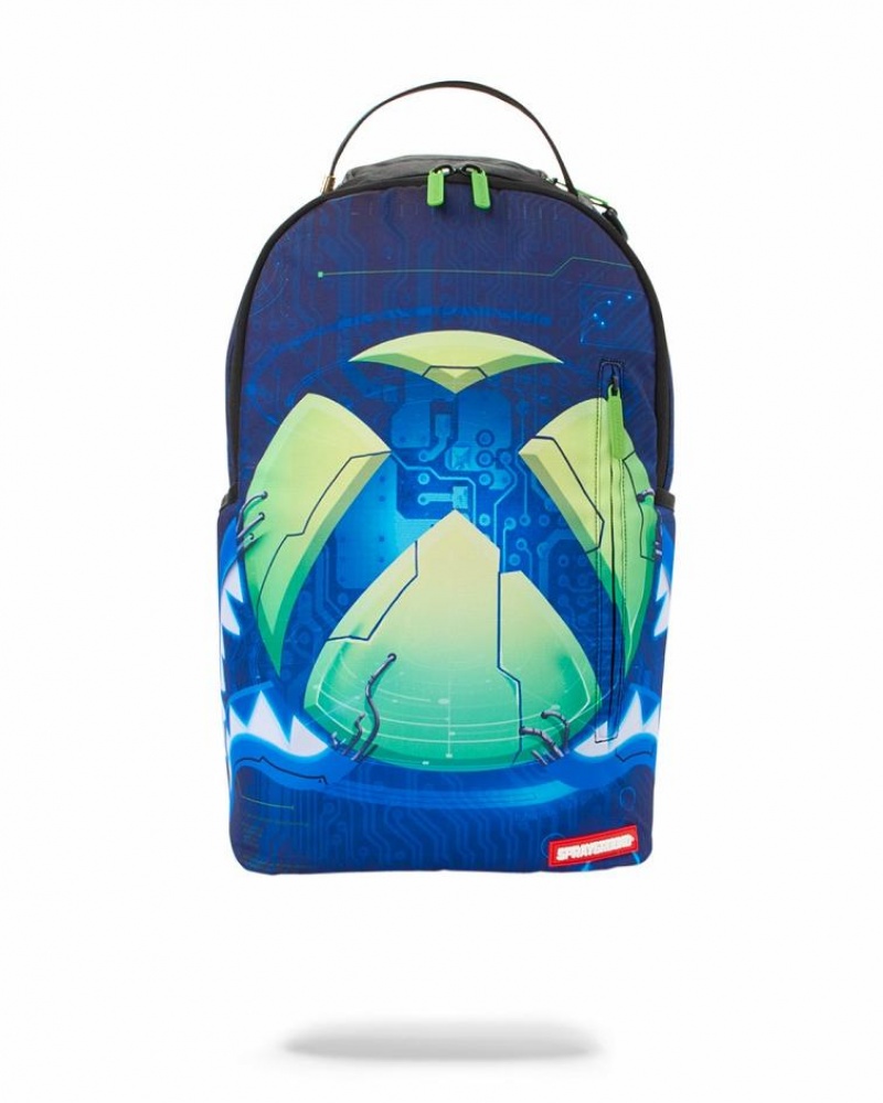 Blue Men's Sprayground Xbox Shark Backpacks | BUQF90182