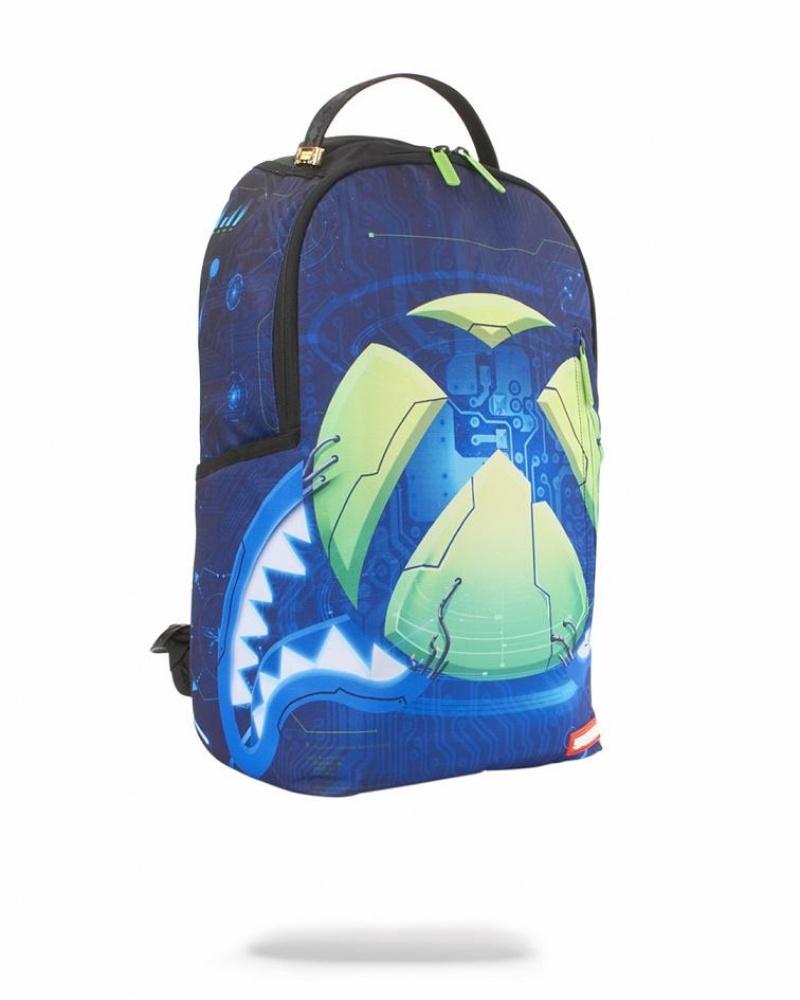 Blue Men's Sprayground Xbox Shark Backpacks | BUQF90182