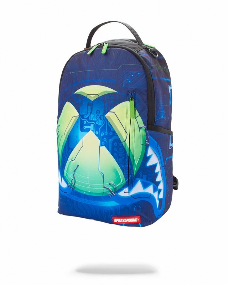 Blue Men's Sprayground Xbox Shark Backpacks | BUQF90182