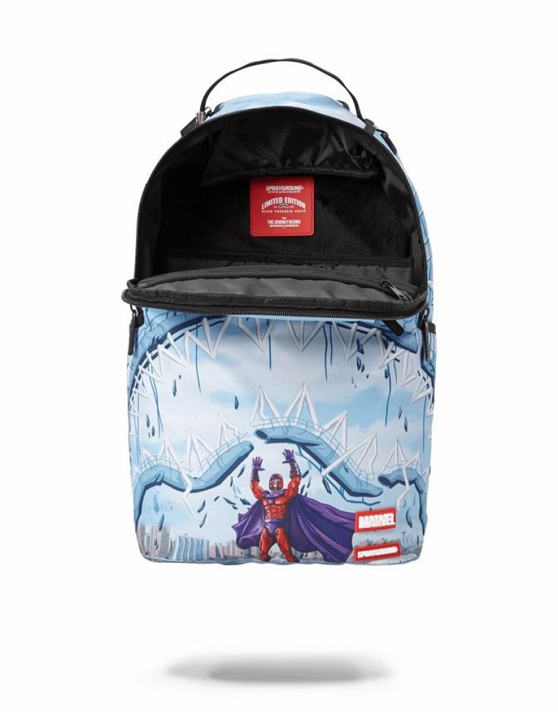 Blue Men's Sprayground X-men On A Mission Shark Backpacks | RZMS70451