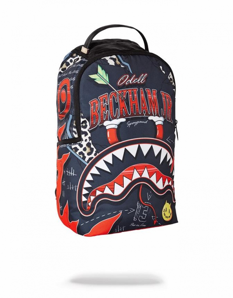 Blue Red Men's Sprayground Odell Beckham Backpacks | YVUC72059