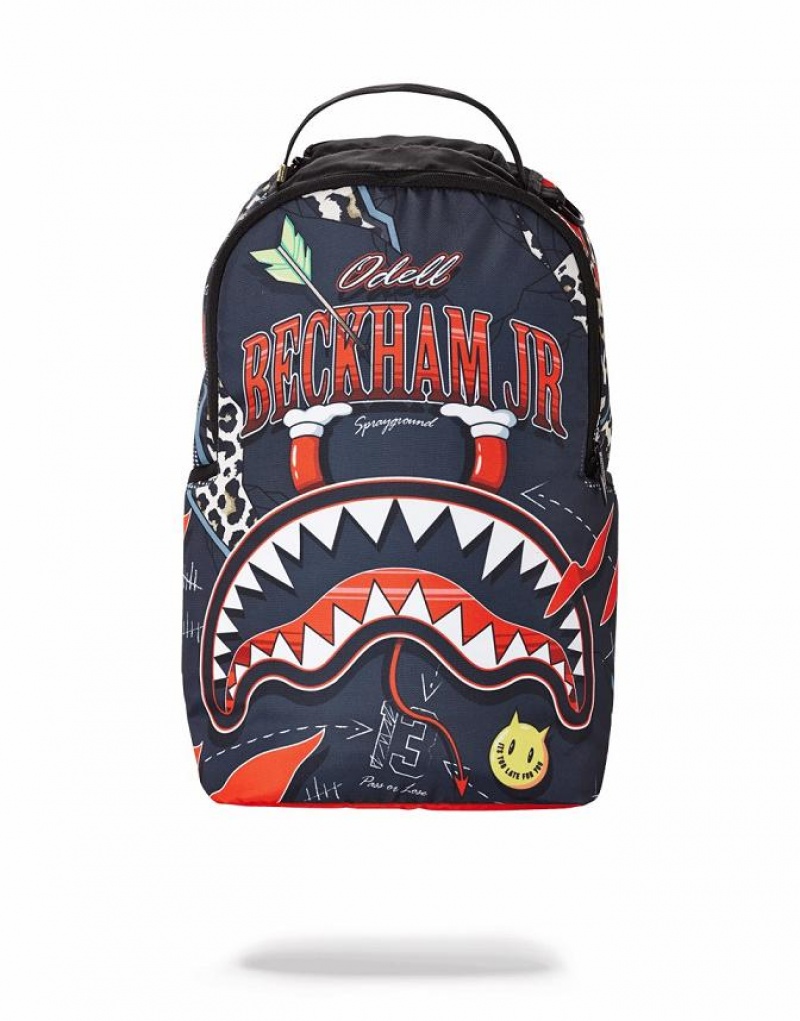 Blue Red Men\'s Sprayground Odell Beckham Backpacks | YVUC72059