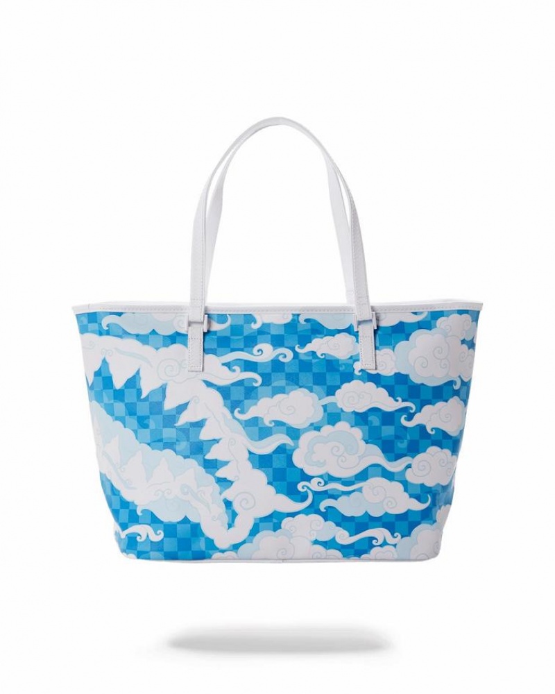 Blue White Women's Sprayground Skyborne Tote Bags | NKIF32415